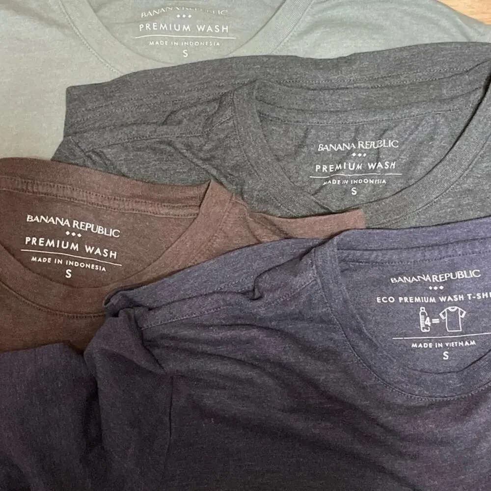 Bundle of 3 Banana Republic Men's Green Black Brown Crew T Shirt Tee Top Size S
